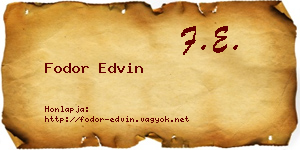 Fodor Edvin névjegykártya